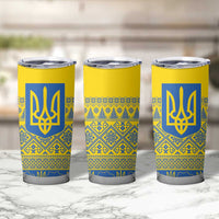 Ukraine Trident Christmas Tumbler Cup Vyshyvanka Patterns - Wonder Print Shop