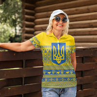 Ukraine Trident Christmas Women Polo Shirt Vyshyvanka Patterns - Wonder Print Shop
