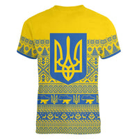 Ukraine Trident Christmas Women V-Neck T-Shirt Vyshyvanka Patterns - Wonder Print Shop