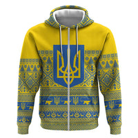 Ukraine Trident Christmas Zip Hoodie Vyshyvanka Patterns - Wonder Print Shop