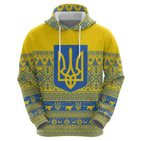 Ukraine Trident Christmas Zip Hoodie Vyshyvanka Patterns - Wonder Print Shop