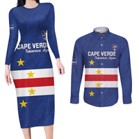 Cape Verde Football Custom Couples Matching Long Sleeve Bodycon Dress and Long Sleeve Button Shirt Go Champion Sporty Style - Wonder Print Shop