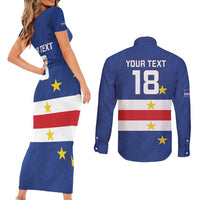 Cape Verde Football Custom Couples Matching Short Sleeve Bodycon Dress and Long Sleeve Button Shirt Go Champion Sporty Style - Wonder Print Shop