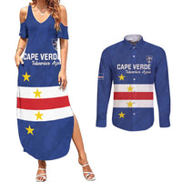 Cape Verde Football Custom Couples Matching Summer Maxi Dress and Long Sleeve Button Shirt Go Champion Sporty Style - Wonder Print Shop