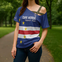 Cape Verde Football Custom Cross Shoulder Shirt Go Champion Sporty Style - Wonder Print Shop