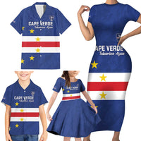 Cape Verde Football Custom Family Matching Short Sleeve Bodycon Dress and Hawaiian Shirt Go Champion Sporty Style - Wonder Print Shop