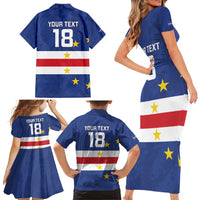 Cape Verde Football Custom Family Matching Short Sleeve Bodycon Dress and Hawaiian Shirt Go Champion Sporty Style - Wonder Print Shop