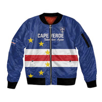 Cape Verde Football Custom Sleeve Zip Bomber Jacket Go Champion Sporty Style - Wonder Print Shop