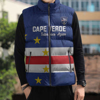 Cape Verde Football Custom Sleeveless Puffer Jacket Go Champion Sporty Style - Wonder Print Shop