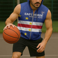 Cape Verde Football Custom Sleeveless Zip Hoodie Go Champion Sporty Style - Wonder Print Shop