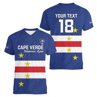 Cape Verde Football Custom Women V-Neck T-Shirt Go Champion Sporty Style - Wonder Print Shop