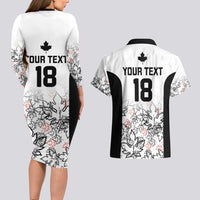 Canada Rugby Custom Couples Matching Long Sleeve Bodycon Dress and Hawaiian Shirt Maple Leafs Go Champion - Wonder Print Shop