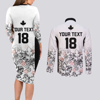 Canada Rugby Custom Couples Matching Long Sleeve Bodycon Dress and Long Sleeve Button Shirt Maple Leafs Go Champion - Wonder Print Shop
