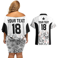 Canada Rugby Custom Couples Matching Off Shoulder Short Dress and Hawaiian Shirt Maple Leafs Go Champion - Wonder Print Shop