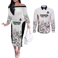 Canada Rugby Custom Couples Matching Off The Shoulder Long Sleeve Dress and Long Sleeve Button Shirt Maple Leafs Go Champion - Wonder Print Shop
