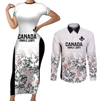 Canada Rugby Custom Couples Matching Short Sleeve Bodycon Dress and Long Sleeve Button Shirt Maple Leafs Go Champion - Wonder Print Shop
