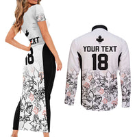 Canada Rugby Custom Couples Matching Short Sleeve Bodycon Dress and Long Sleeve Button Shirt Maple Leafs Go Champion - Wonder Print Shop