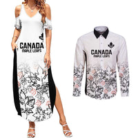 Canada Rugby Custom Couples Matching Summer Maxi Dress and Long Sleeve Button Shirt Maple Leafs Go Champion - Wonder Print Shop
