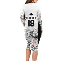 Canada Rugby Custom Family Matching Long Sleeve Bodycon Dress and Hawaiian Shirt Maple Leafs Go Champion - Wonder Print Shop