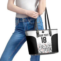 Canada Rugby Custom Leather Tote Bag Maple Leafs Go Champion - Wonder Print Shop