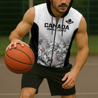 Canada Rugby Custom Sleeveless Zip Hoodie Maple Leafs Go Champion - Wonder Print Shop