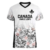 Canada Rugby Custom Women V-Neck T-Shirt Maple Leafs Go Champion - Wonder Print Shop