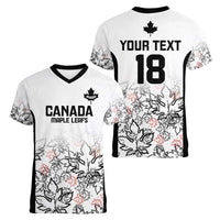 Canada Rugby Custom Women V-Neck T-Shirt Maple Leafs Go Champion - Wonder Print Shop