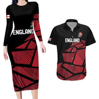 England Rugby Custom Couples Matching Long Sleeve Bodycon Dress and Hawaiian Shirt Red Roses Go Champion - Wonder Print Shop
