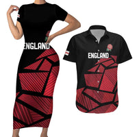 England Rugby Custom Couples Matching Short Sleeve Bodycon Dress and Hawaiian Shirt Red Roses Go Champion - Wonder Print Shop