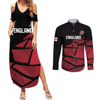 England Rugby Custom Couples Matching Summer Maxi Dress and Long Sleeve Button Shirt Red Roses Go Champion - Wonder Print Shop