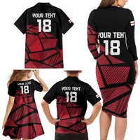 England Rugby Custom Family Matching Long Sleeve Bodycon Dress and Hawaiian Shirt Red Roses Go Champion - Wonder Print Shop