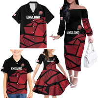England Rugby Custom Family Matching Off The Shoulder Long Sleeve Dress and Hawaiian Shirt Red Roses Go Champion - Wonder Print Shop
