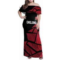 England Rugby Custom Family Matching Off Shoulder Maxi Dress and Hawaiian Shirt Red Roses Go Champion - Wonder Print Shop