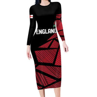 England Rugby Custom Long Sleeve Bodycon Dress Red Roses Go Champion - Wonder Print Shop