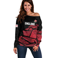 England Rugby Custom Off Shoulder Sweater Red Roses Go Champion - Wonder Print Shop