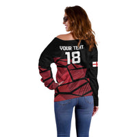 England Rugby Custom Off Shoulder Sweater Red Roses Go Champion - Wonder Print Shop
