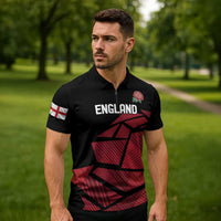 England Rugby Custom Zipper Polo Shirt Red Roses Go Champion - Wonder Print Shop