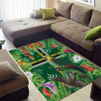 Dominica Sisserou Parrot Area Rug Tropical Flower Flag Style - Wonder Print Shop