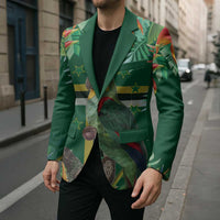 Dominica Sisserou Parrot Blazer Tropical Flower Flag Style - Wonder Print Shop