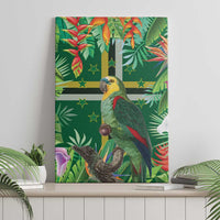 Dominica Sisserou Parrot Canvas Wall Art Tropical Flower Flag Style - Wonder Print Shop