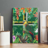 Dominica Sisserou Parrot Canvas Wall Art Tropical Flower Flag Style - Wonder Print Shop
