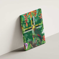 Dominica Sisserou Parrot Canvas Wall Art Tropical Flower Flag Style - Wonder Print Shop