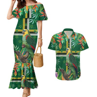Dominica Sisserou Parrot Couples Matching Mermaid Dress and Hawaiian Shirt Tropical Flower Flag Style - Wonder Print Shop