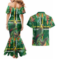 Dominica Sisserou Parrot Couples Matching Mermaid Dress and Hawaiian Shirt Tropical Flower Flag Style - Wonder Print Shop