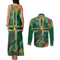 Dominica Sisserou Parrot Couples Matching Tank Maxi Dress and Long Sleeve Button Shirt Tropical Flower Flag Style - Wonder Print Shop