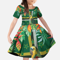 Dominica Sisserou Parrot Family Matching Off Shoulder Maxi Dress and Hawaiian Shirt Tropical Flower Flag Style - Wonder Print Shop