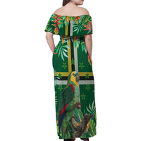 Dominica Sisserou Parrot Family Matching Off Shoulder Maxi Dress and Hawaiian Shirt Tropical Flower Flag Style - Wonder Print Shop