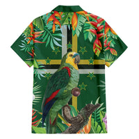 Dominica Sisserou Parrot Family Matching Short Sleeve Bodycon Dress and Hawaiian Shirt Tropical Flower Flag Style - Wonder Print Shop