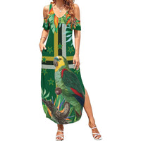 Dominica Sisserou Parrot Family Matching Summer Maxi Dress and Hawaiian Shirt Tropical Flower Flag Style - Wonder Print Shop