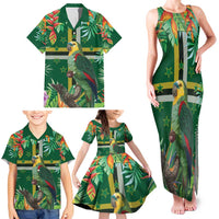 Dominica Sisserou Parrot Family Matching Tank Maxi Dress and Hawaiian Shirt Tropical Flower Flag Style - Wonder Print Shop
